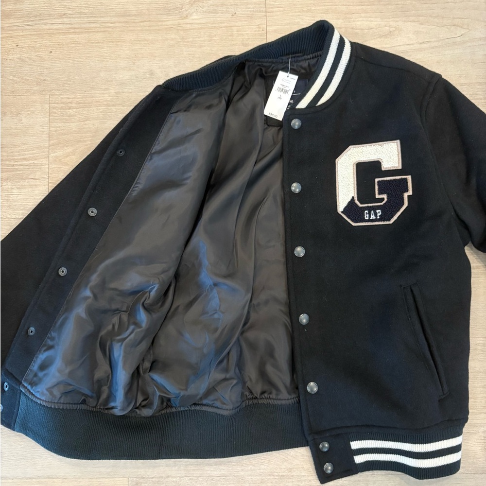 GAP Black Varsity Jacket with White Details NEW  WITH TAG - Picture 3 of 4